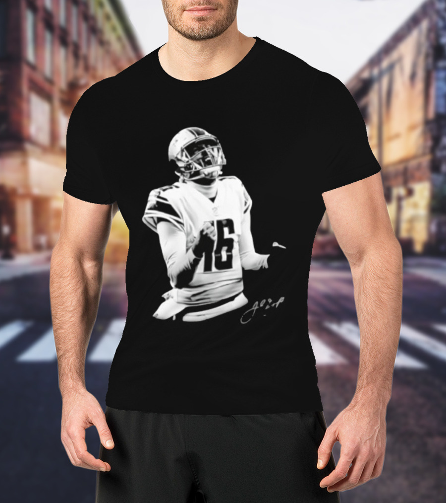 Original Detroit Lions Jared Goff 16 Quarterback MVP Player Autograph T-Shirt