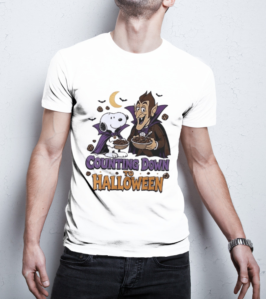 Peanuts Snoopy And Dracula Counting Down To Halloween T-Shirt