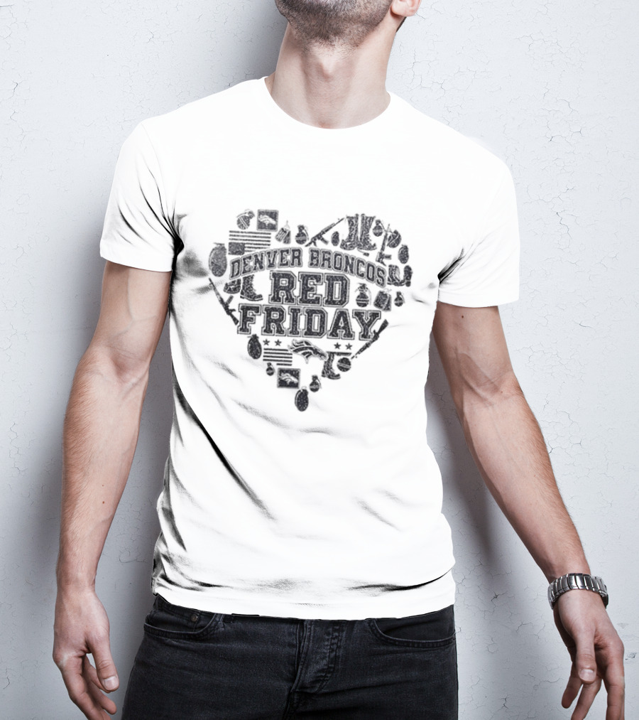 Denver Broncos Remember Everyone Deployed Heart Shape Red Friday T-Shirt
