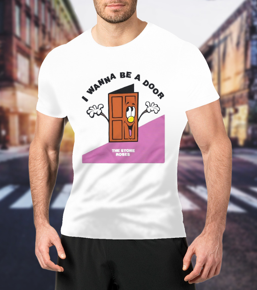 The Stone Roses I Wanna Be A Door Cartoon Yellow Nose Waving Hands T-Shirt