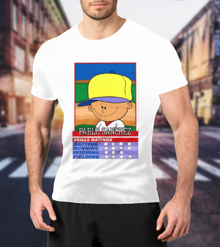 Trending Pablo Sanchez Skills Ratings Card Batting Running Pitching Fielding T-Shirt