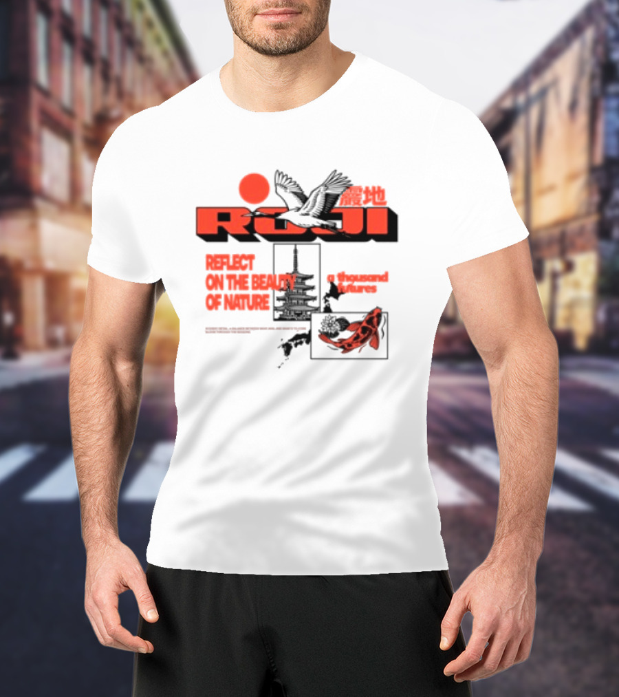 Unik Clothing Store Roji White Reflect On The Beauty Of Nature A Thousand Futures Koi Birds T-Shirt