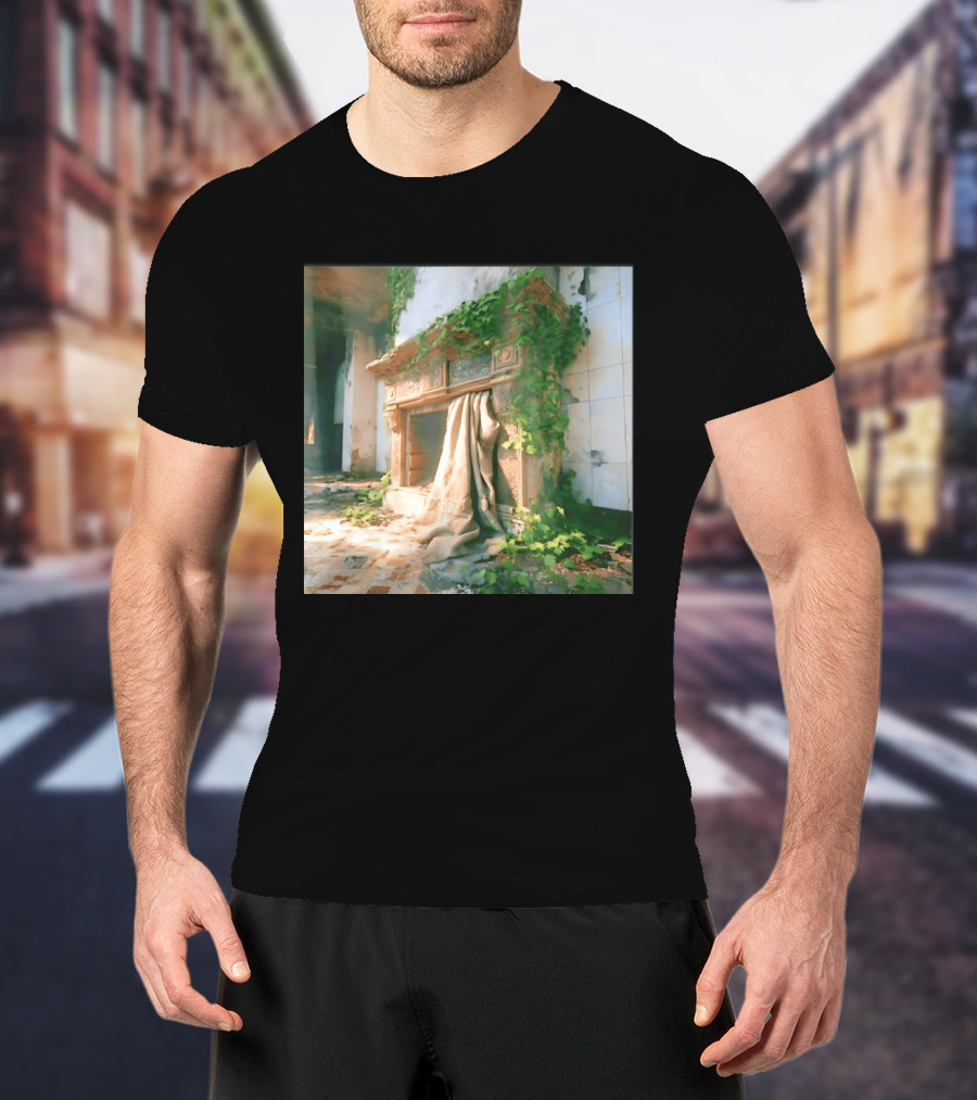 Abandoned Fireplace With Overgrown Ivy And Ruins Ambience T-Shirt