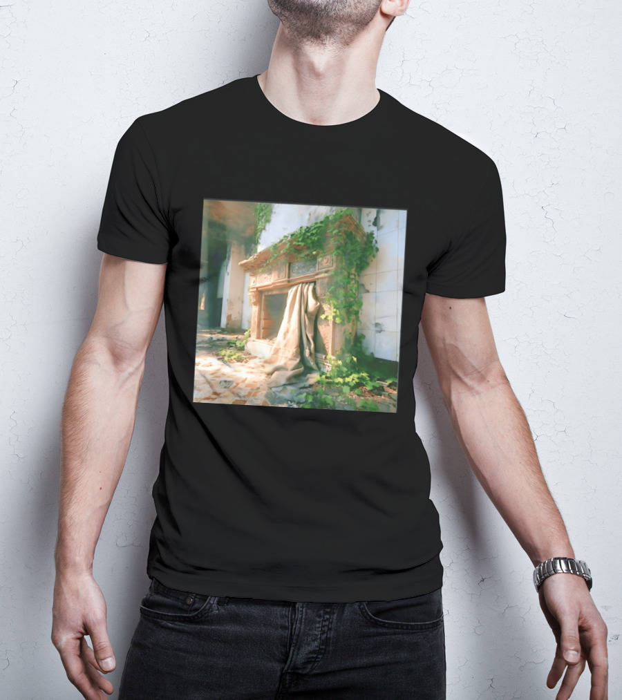 Abandoned Fireplace With Overgrown Ivy And Ruins Ambience T-Shirt