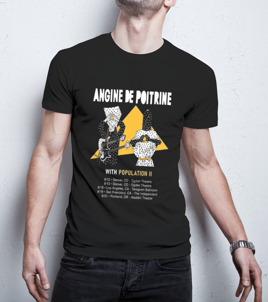 Angine De Poitrine With Population II Denver Ogden Theatre August 12 2026 Concert T-Shirt