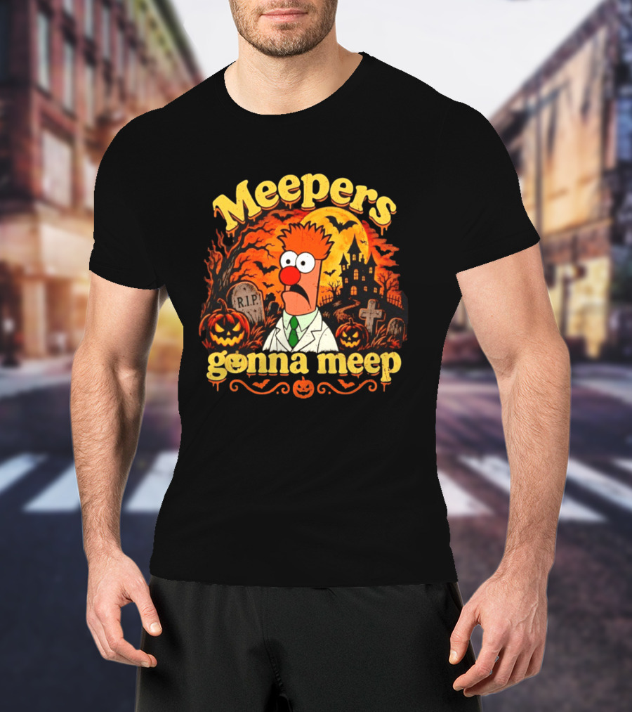Meepers Gonna Meep Halloween The Muppets Beaker Spooky Scene T-Shirt