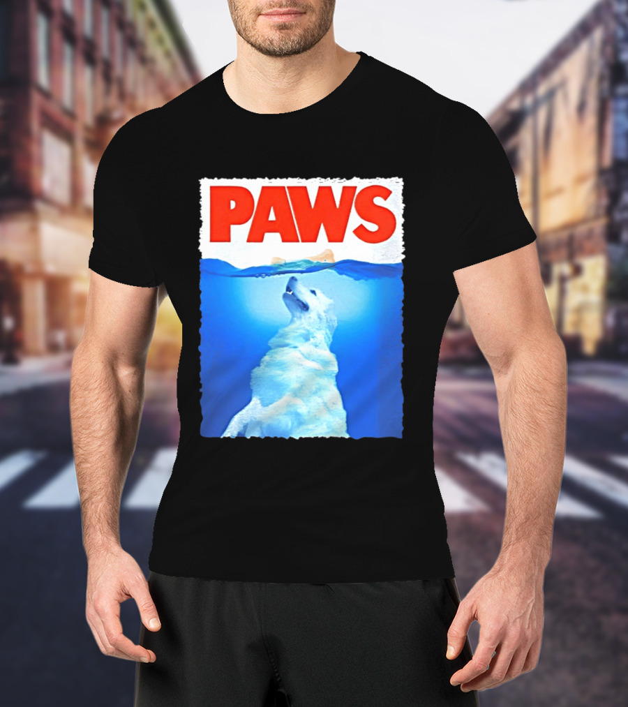 PAWS Classic Parody With Diving Dog Image T-Shirt