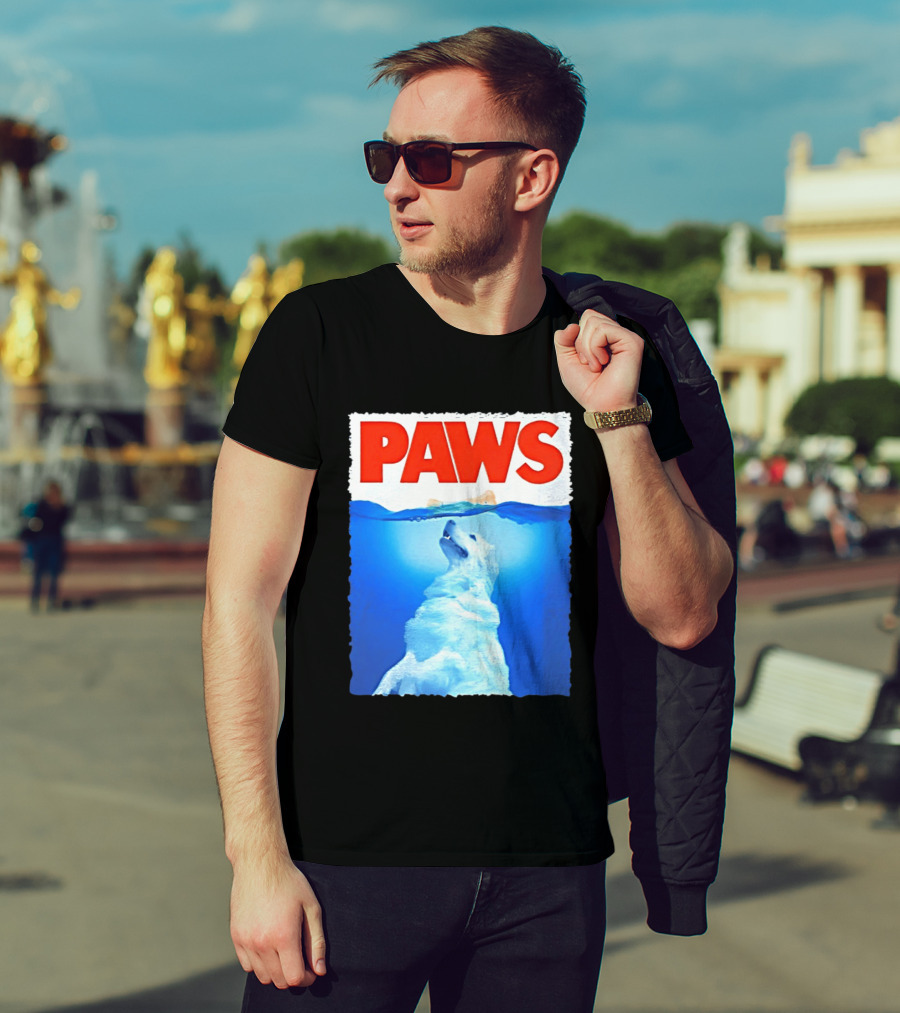 PAWS Classic Parody With Diving Dog Image T-Shirt