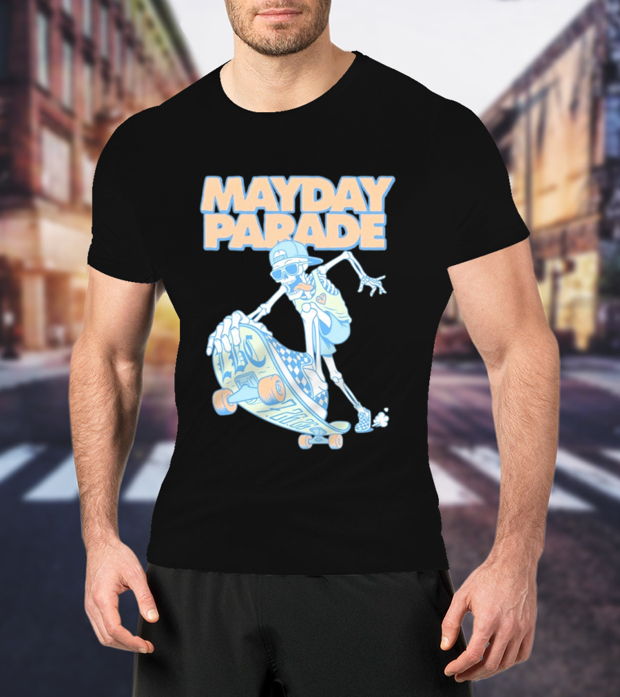 Mayday Parade Skeleton Skater With LBC 72626 Board T-Shirt