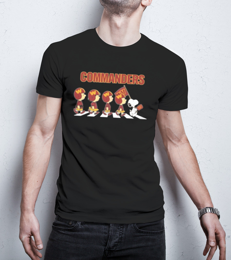 Peanuts Characters Marching On Abbey Road With Washington Commanders T-Shirt