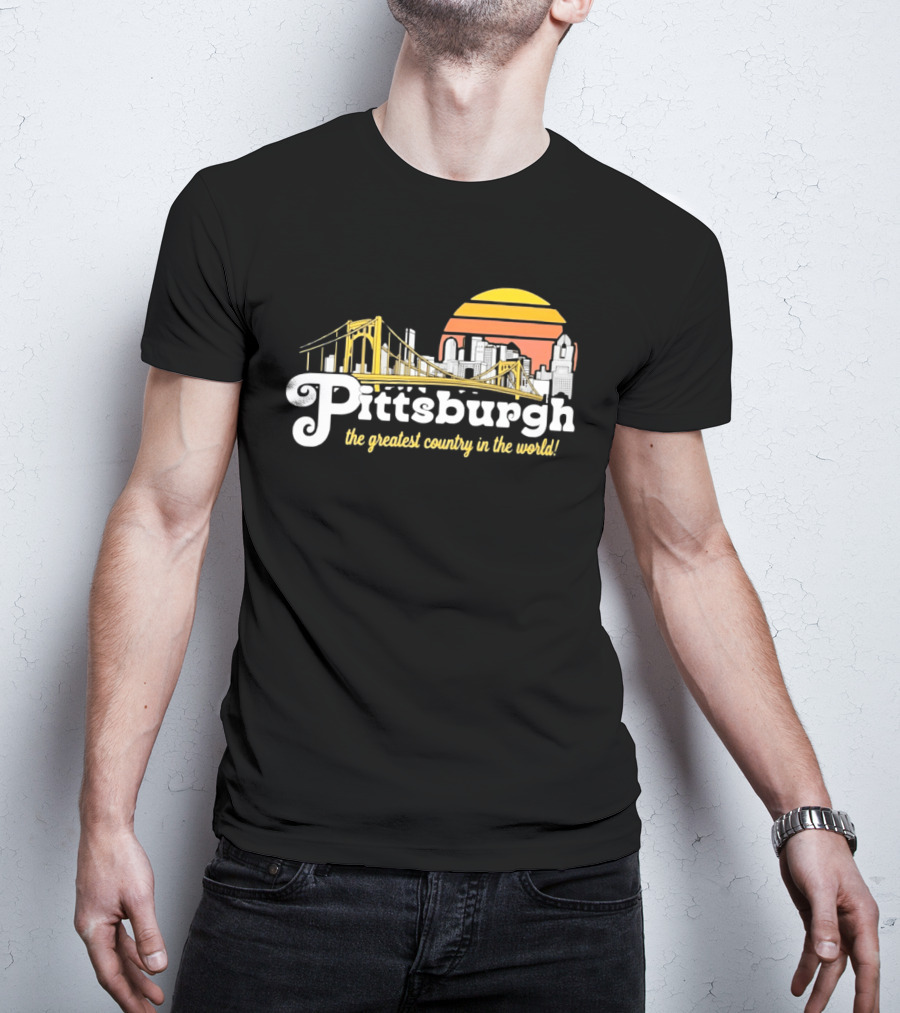 Pittsburgh Skyline With Bridge And Sunset The Greatest Country In The World T-Shirt