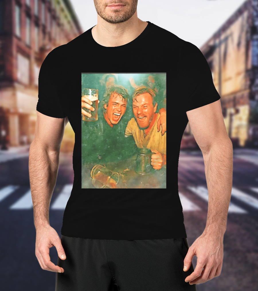 Original Anakin Skywalker And Obi Wan Kenobi Celebrate With Beer Cheers T-Shirt