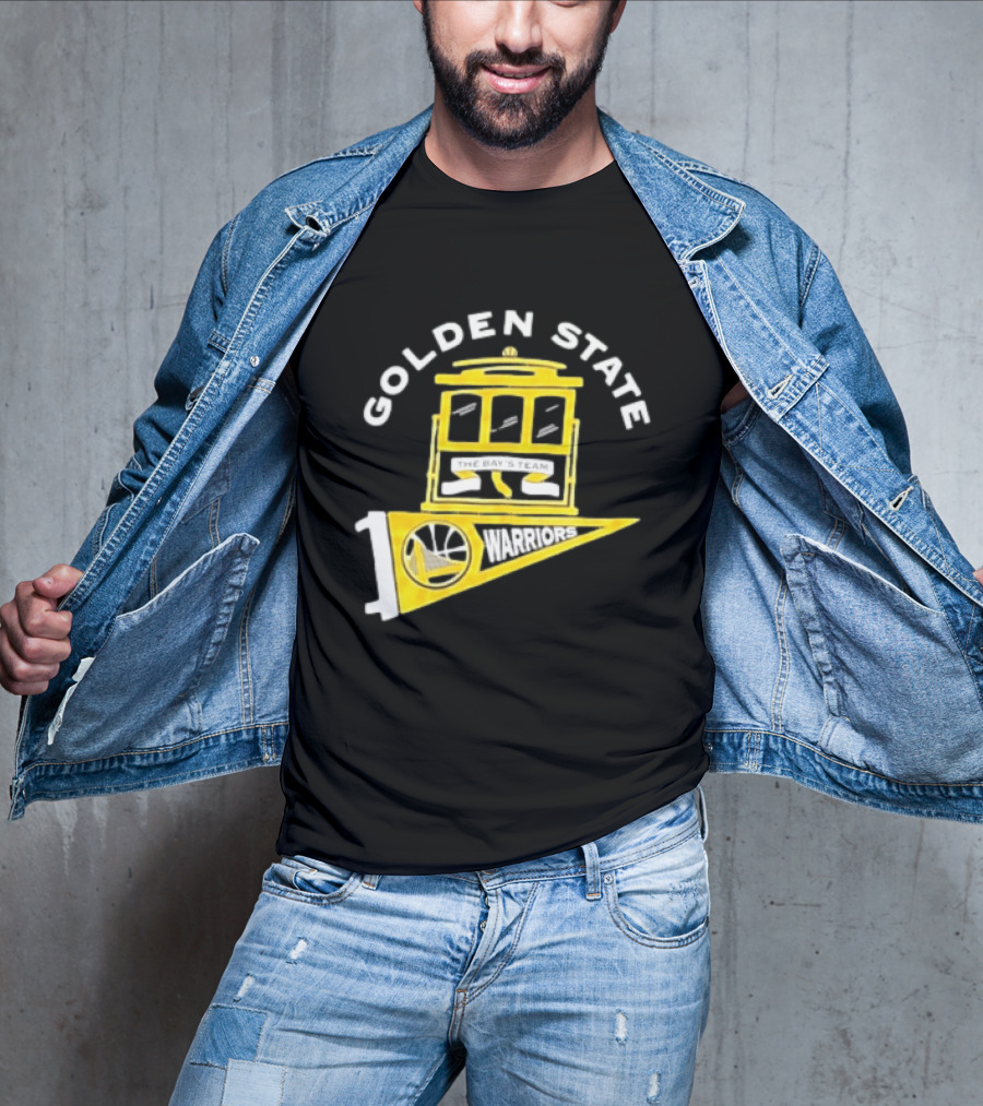 Golden State Warriors The Bays Team Warriors Banner And Cable Car T-Shirt