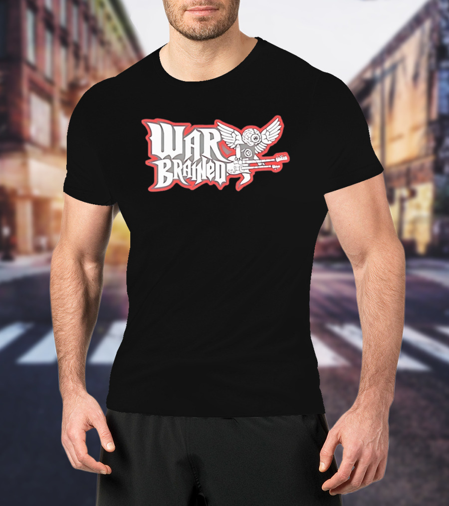 Quannic War Brained Alternative Rock Indie Music Winged Guitar Brain T-Shirt