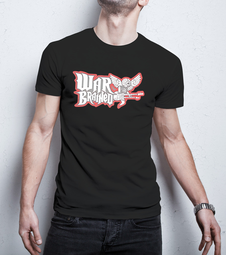 Quannic War Brained Alternative Rock Indie Music Winged Guitar Brain T-Shirt