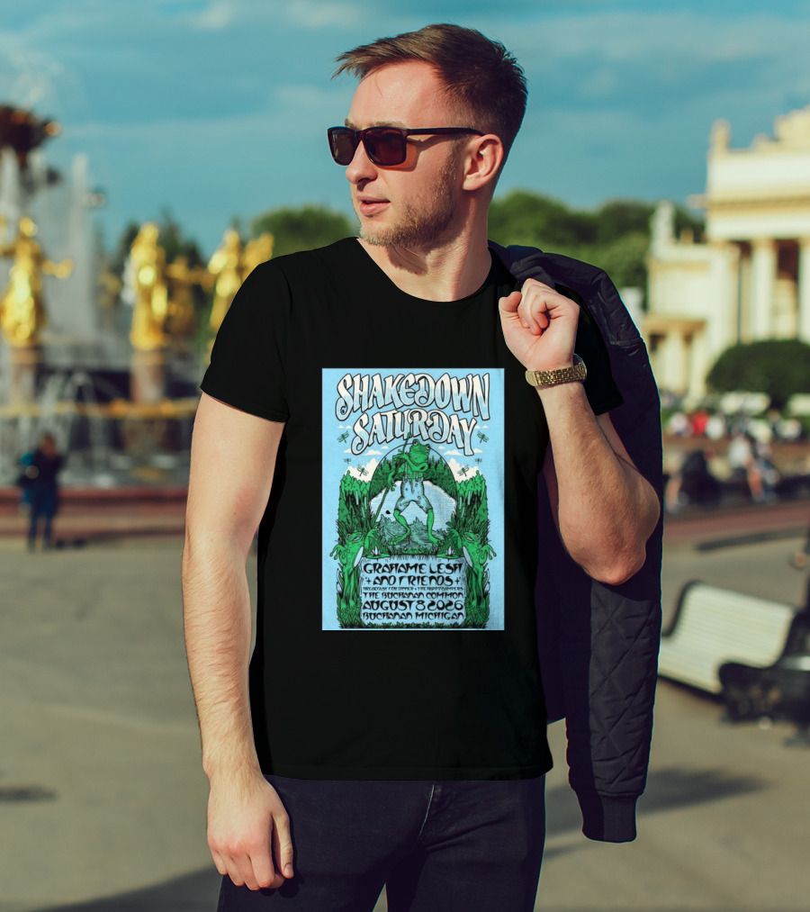 Grahame Lesh Shakedown Saturday August 8 2026 Buchanan Michigan Frog Art Trees Grahame Lesh And Friends Breakfast For Dinner Live Music Event T-Shirt