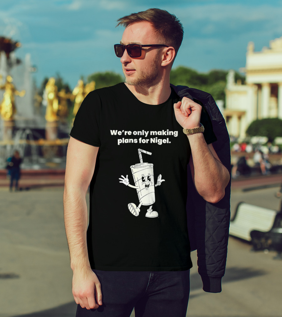 We're Only Making Plans For Nigel XTC 80s Music Cartoon Cup T-Shirt