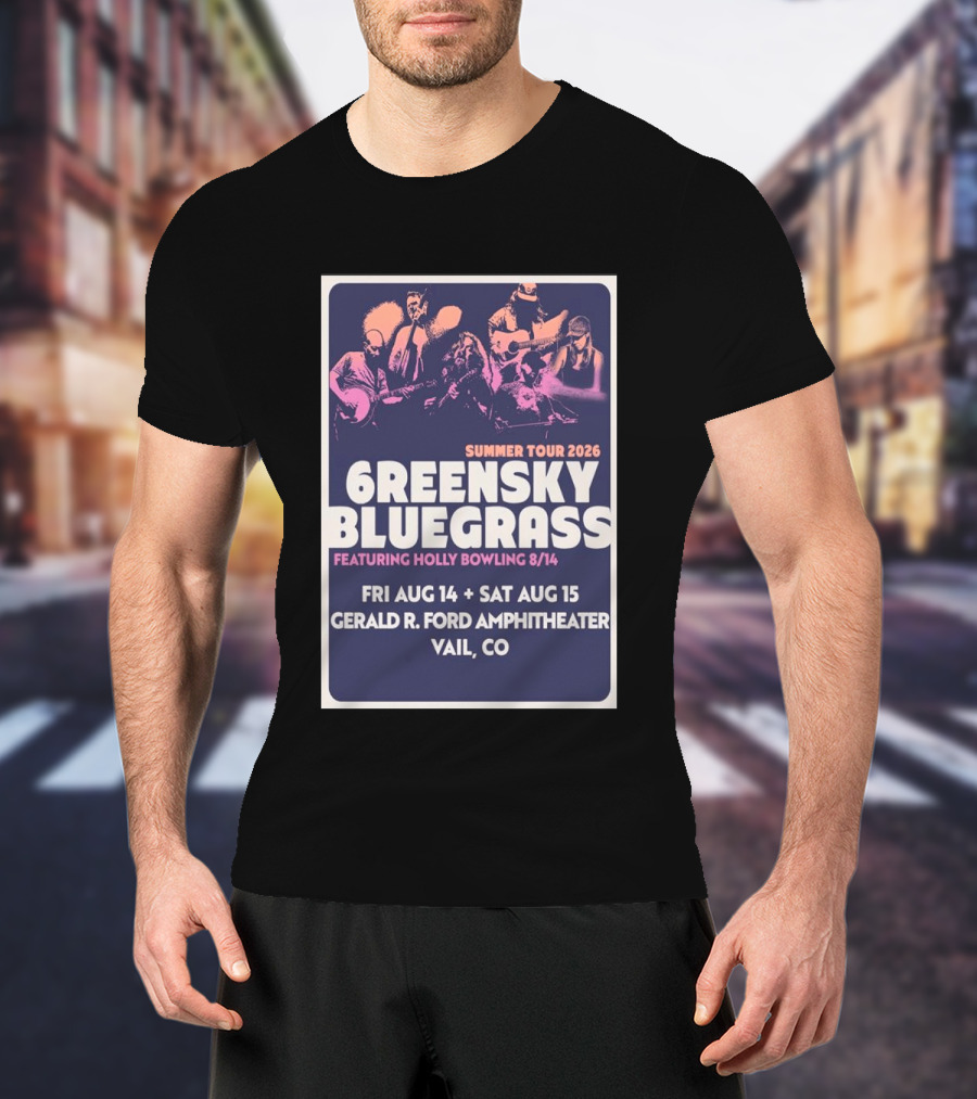 Greensky Bluegrass Summer Tour 2026 Vail CO Featuring Holly Bowling Aug 14 15 Gerald R Ford Amphitheater T-Shirt