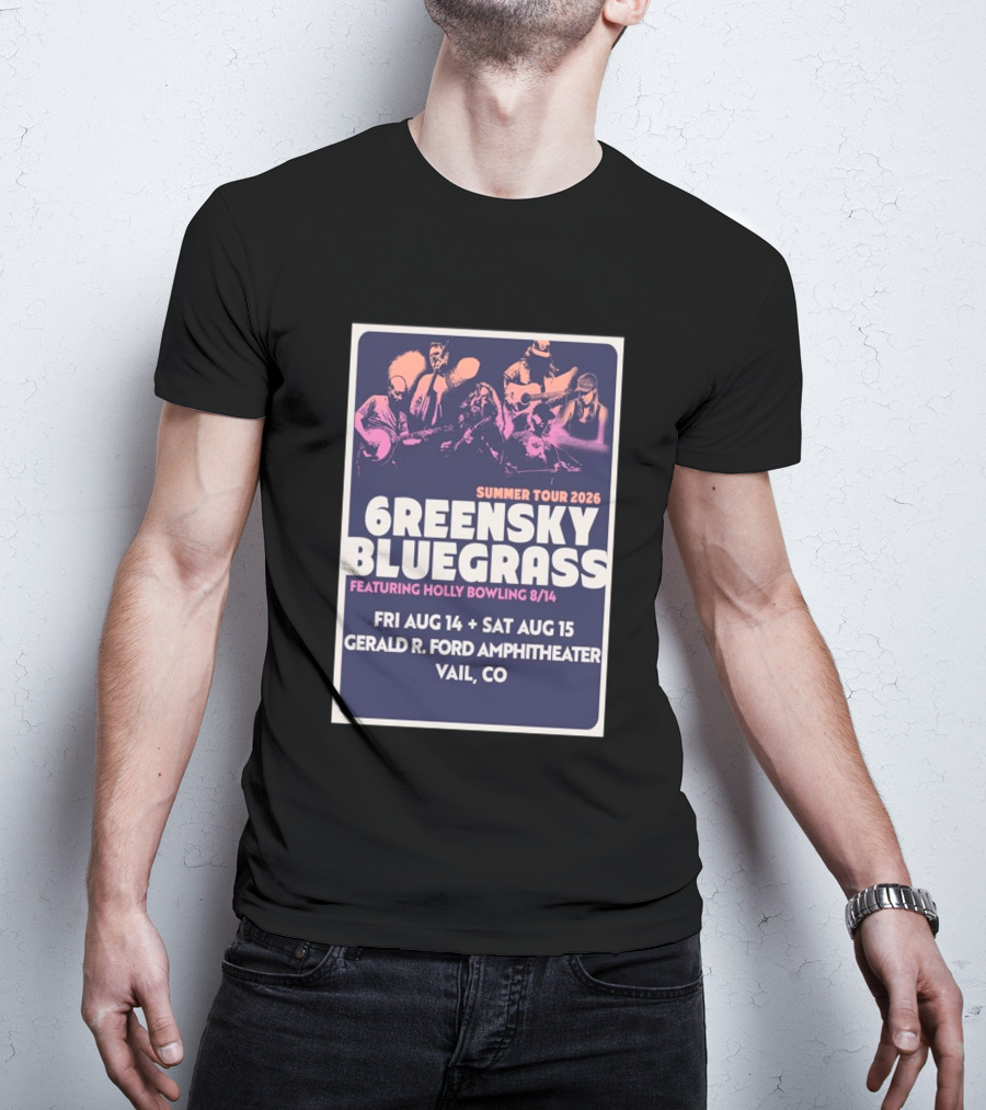 Greensky Bluegrass Summer Tour 2026 Vail CO Featuring Holly Bowling Aug 14 15 Gerald R Ford Amphitheater T-Shirt