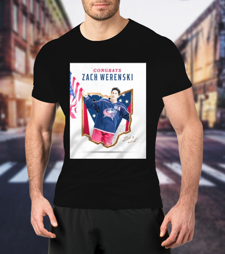 Congrats Zach Werenski USA Columbus Blue Jackets Hockey Celebration T-Shirt
