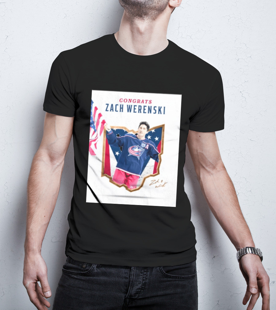Congrats Zach Werenski USA Columbus Blue Jackets Hockey Celebration T-Shirt
