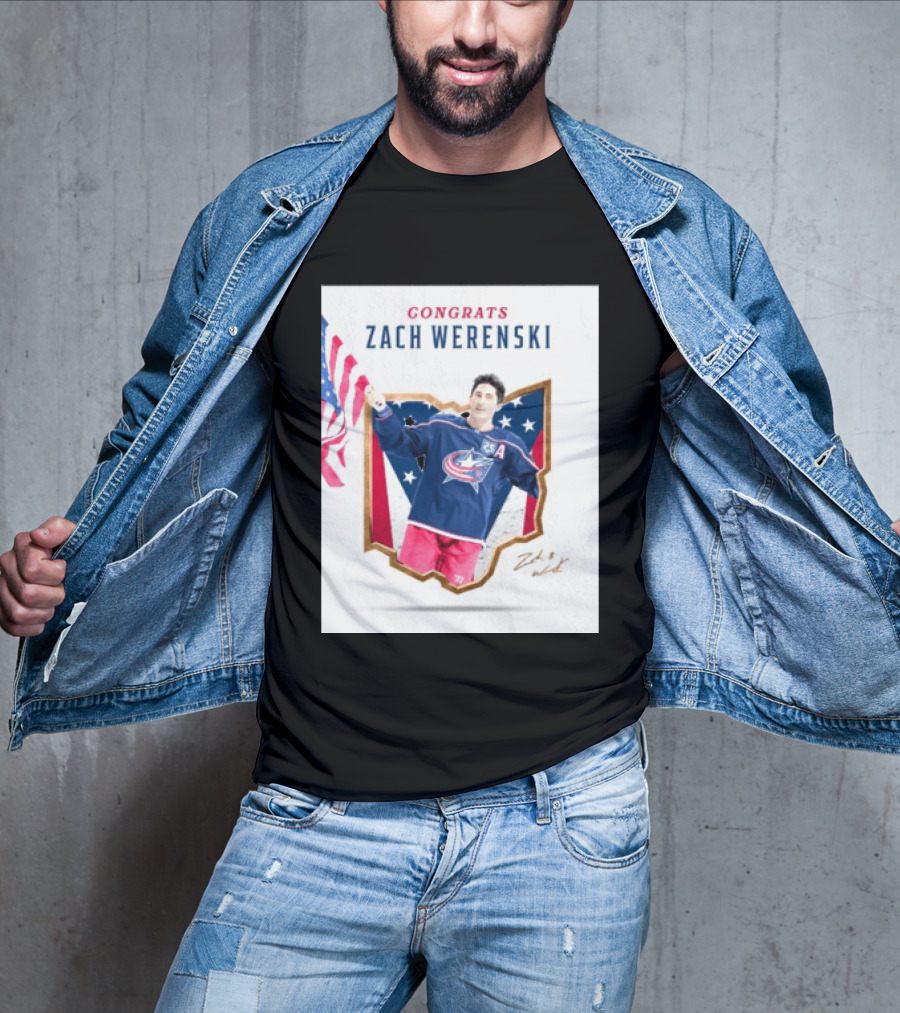 Congrats Zach Werenski USA Columbus Blue Jackets Hockey Celebration T-Shirt