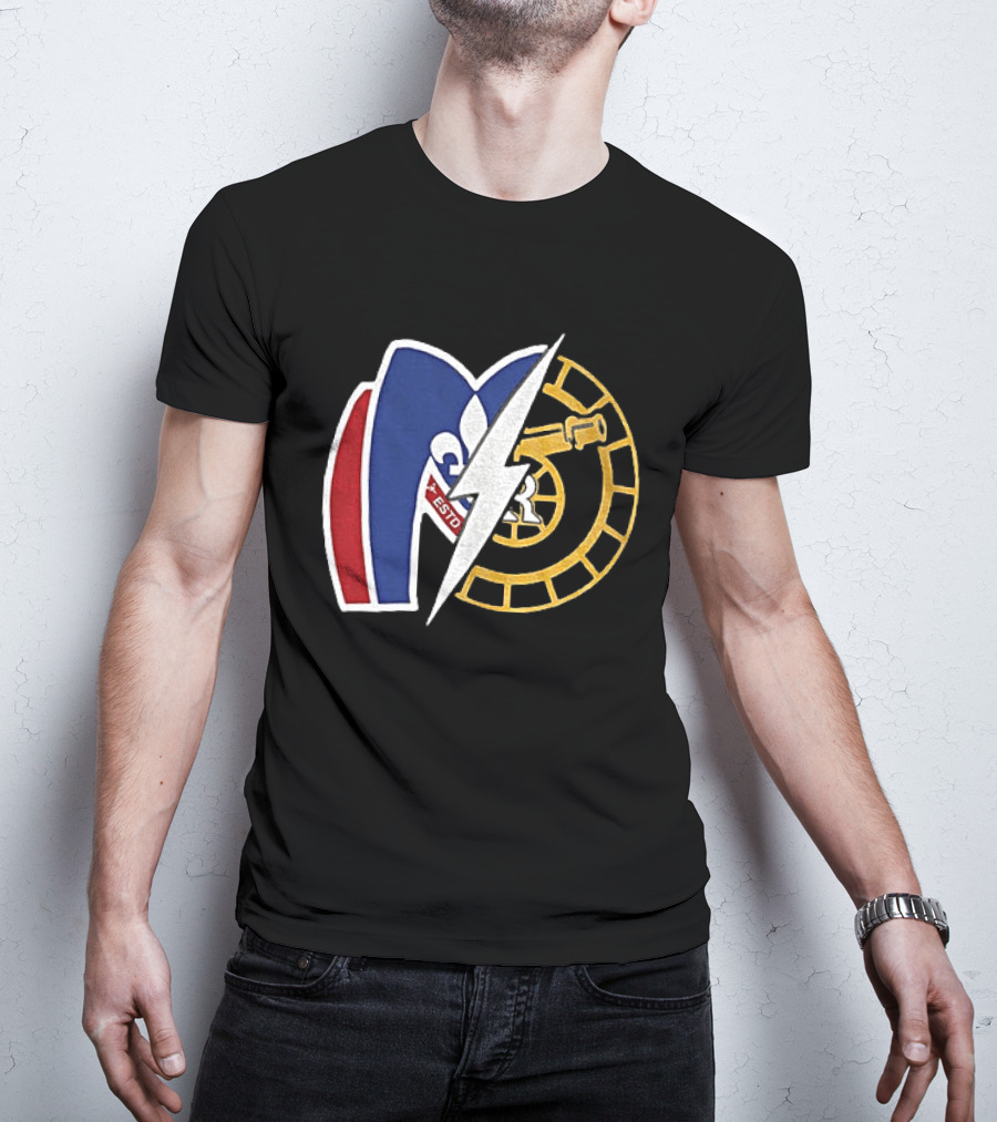 Boston Raiders Montreal Metros Hockey Rivalry Shane Ilya ESTD Fleur De Lis Puck T-Shirt