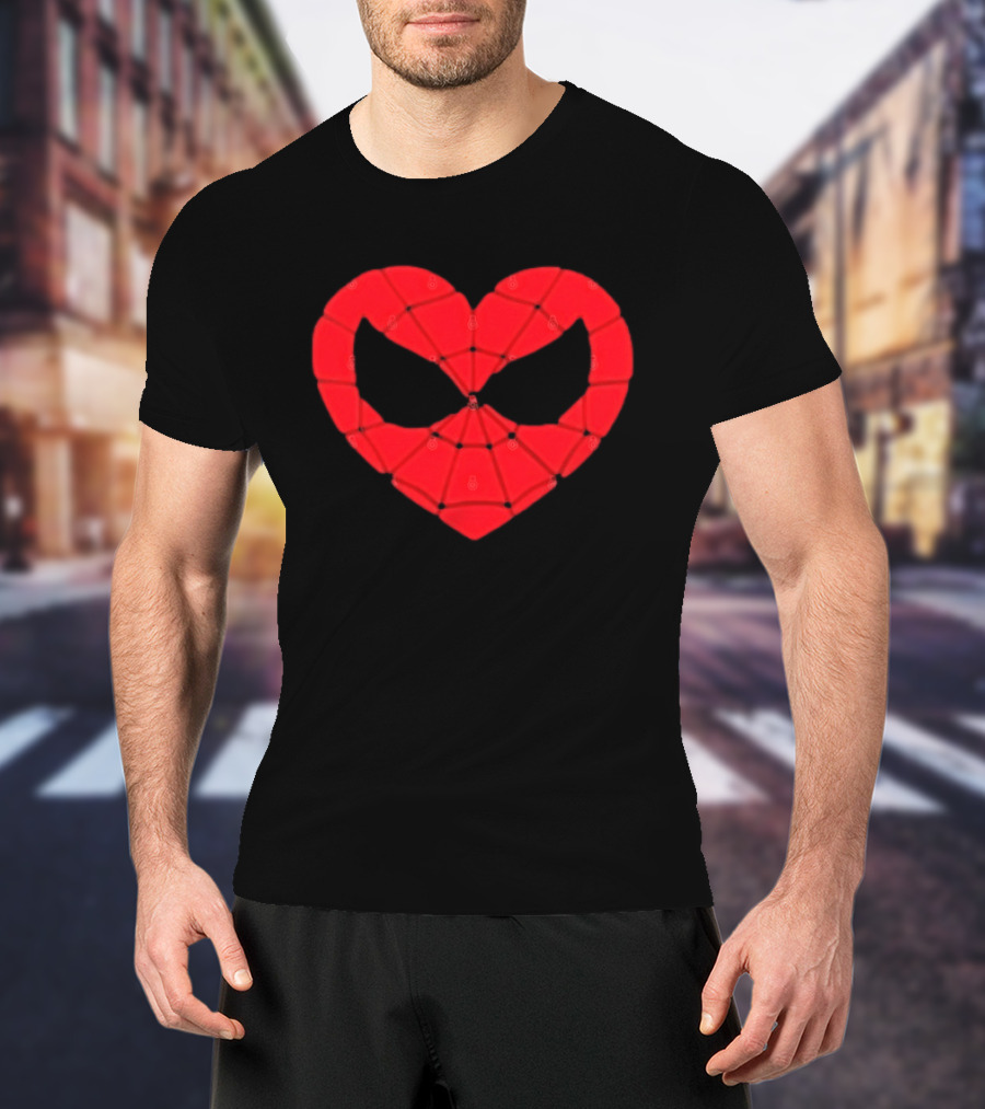 Spider Man Heart Web Mask Marvel Superhero T-Shirt