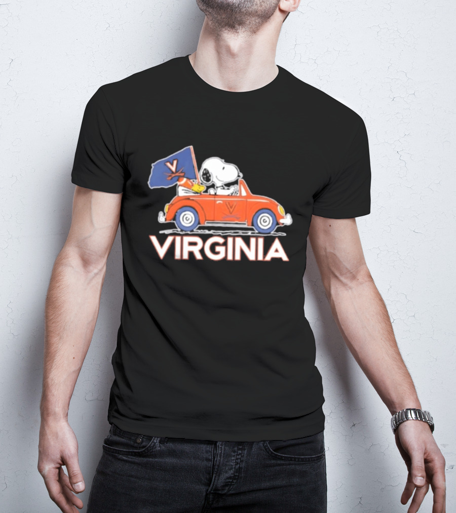 Snoopy Driving Car Virginia Cavaliers Football Fan Spirit T-Shirt