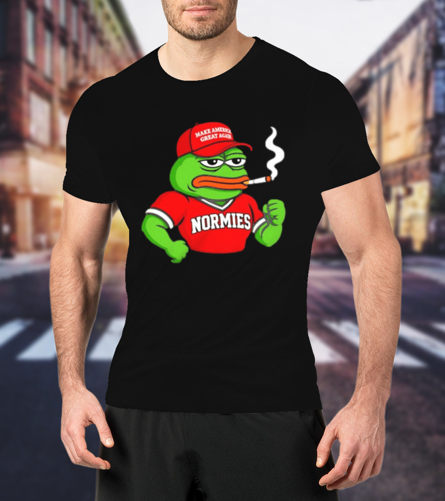 Pepe The Frog Smoking Wearing Normies Make America Great Again Red Hat T-Shirt