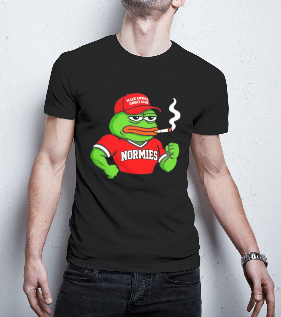Pepe The Frog Smoking Wearing Normies Make America Great Again Red Hat T-Shirt