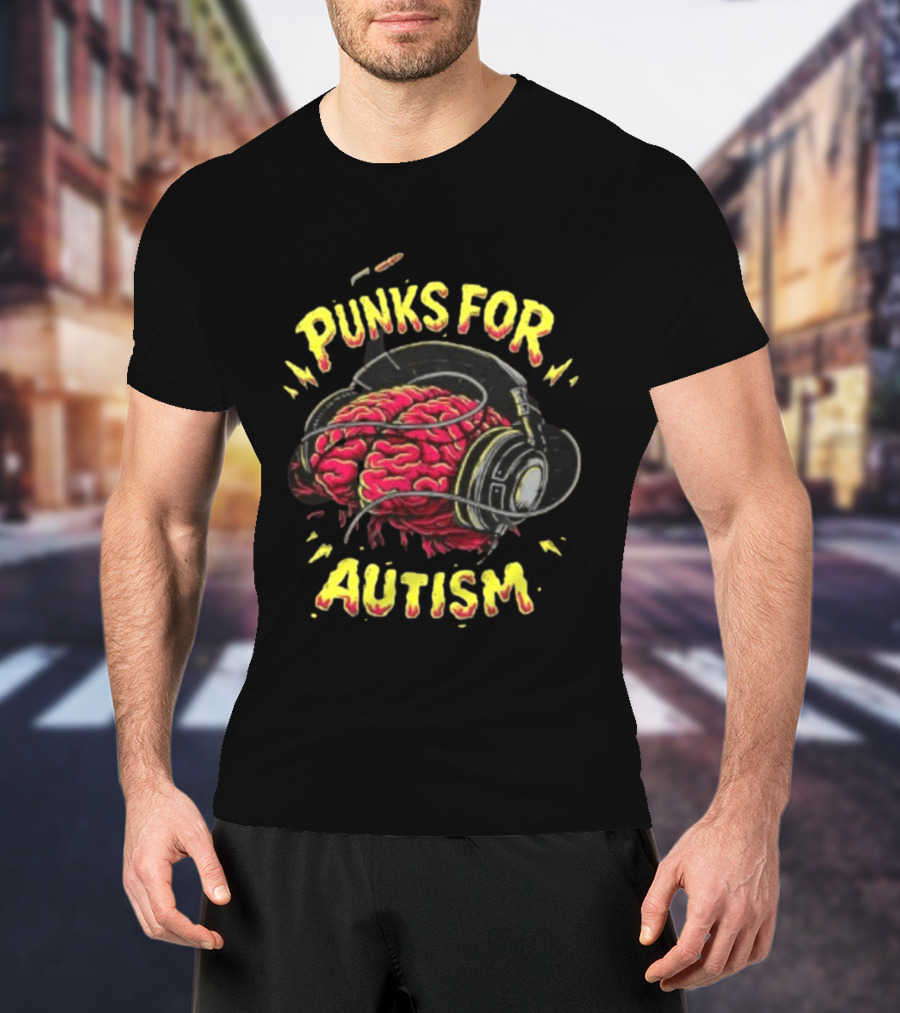 Punks For Autism Brain Headphones T-Shirt