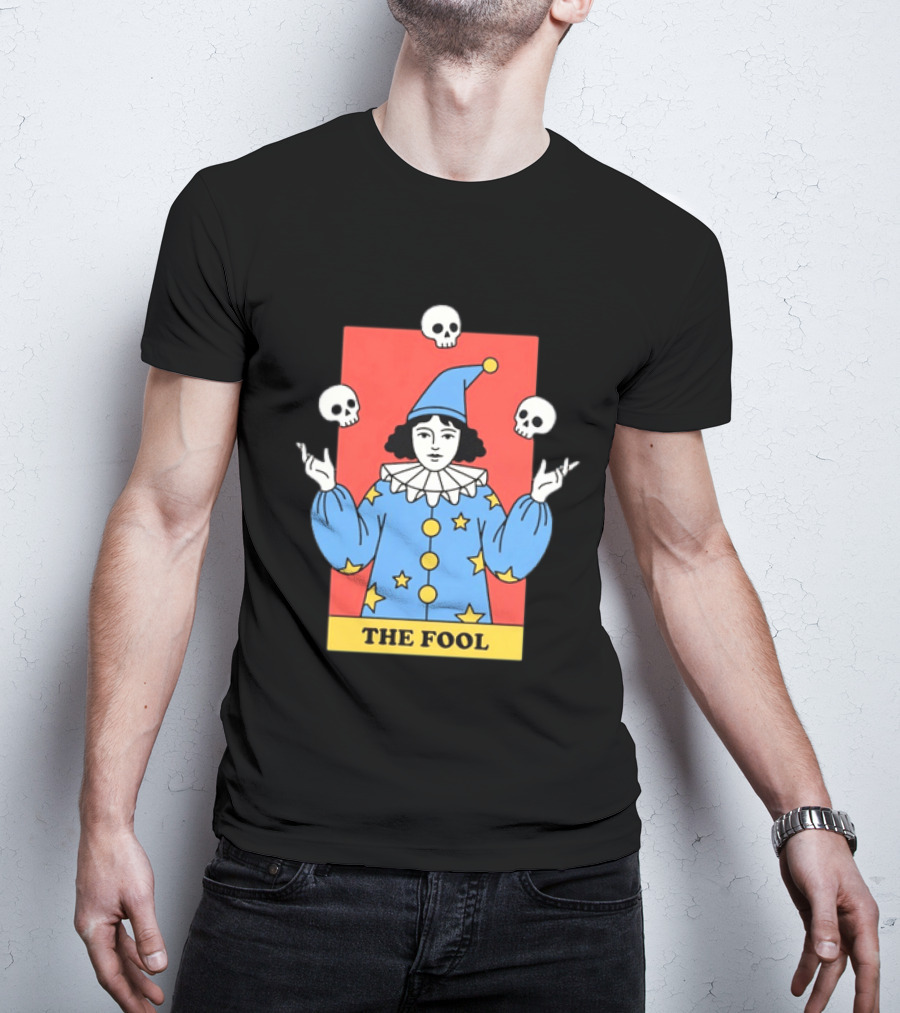 The Fool Tarot Card Jester Juggling Skulls Occult T-Shirt