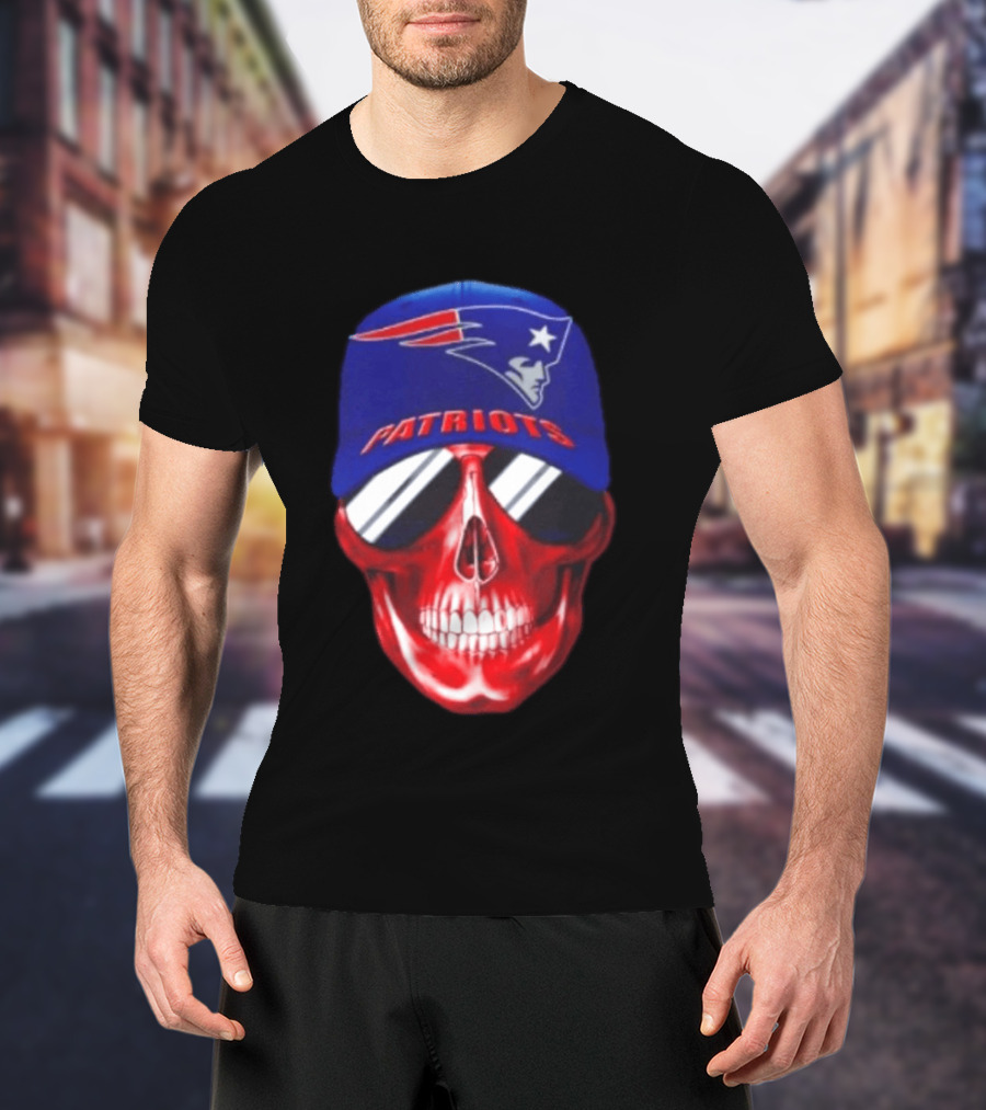 New England Patriots Cap Skull Smiling For Fans T-Shirt
