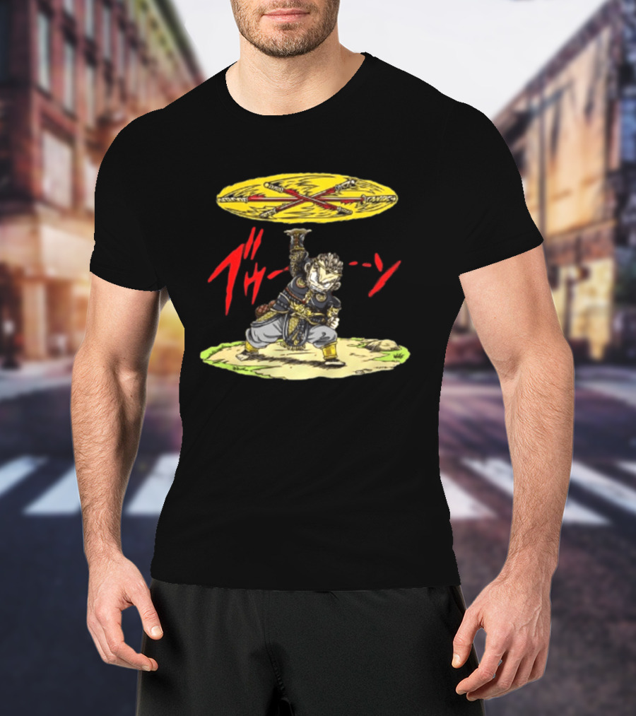 Ton Wukong Rotate The Stick Yellow Red Cartoon T-Shirt