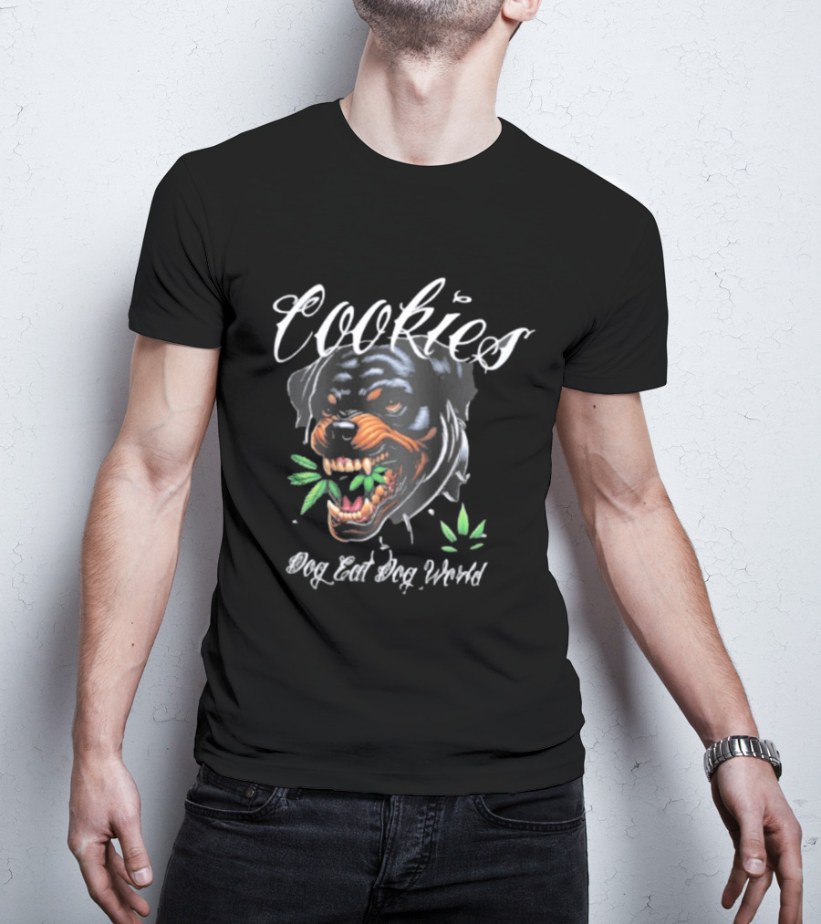 Cookies Dog Eat Dog World Rottweiler With Leaf T-Shirt