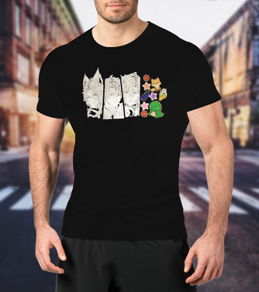 Vox Akuma Mysta Rias Ike Eveland Nijisanji EN Luxiem Vtuber Characters Cute Animal Stickers And Star Designs T-Shirt