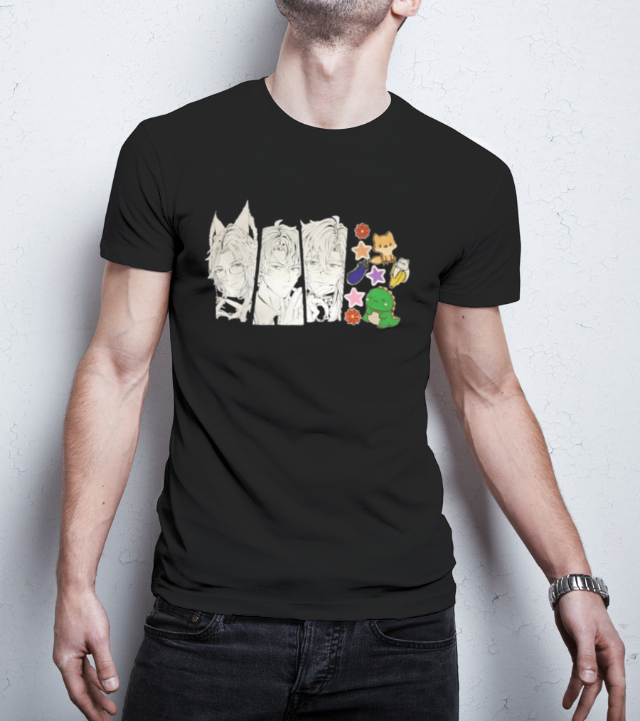 Vox Akuma Mysta Rias Ike Eveland Nijisanji EN Luxiem Vtuber Characters Cute Animal Stickers And Star Designs T-Shirt