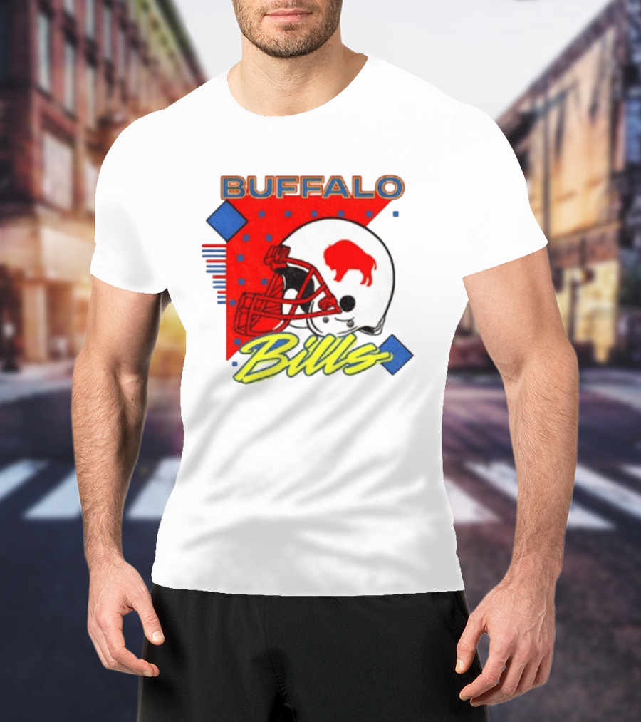 Buffalo Bills Football Helmet Retro 90s T-Shirt