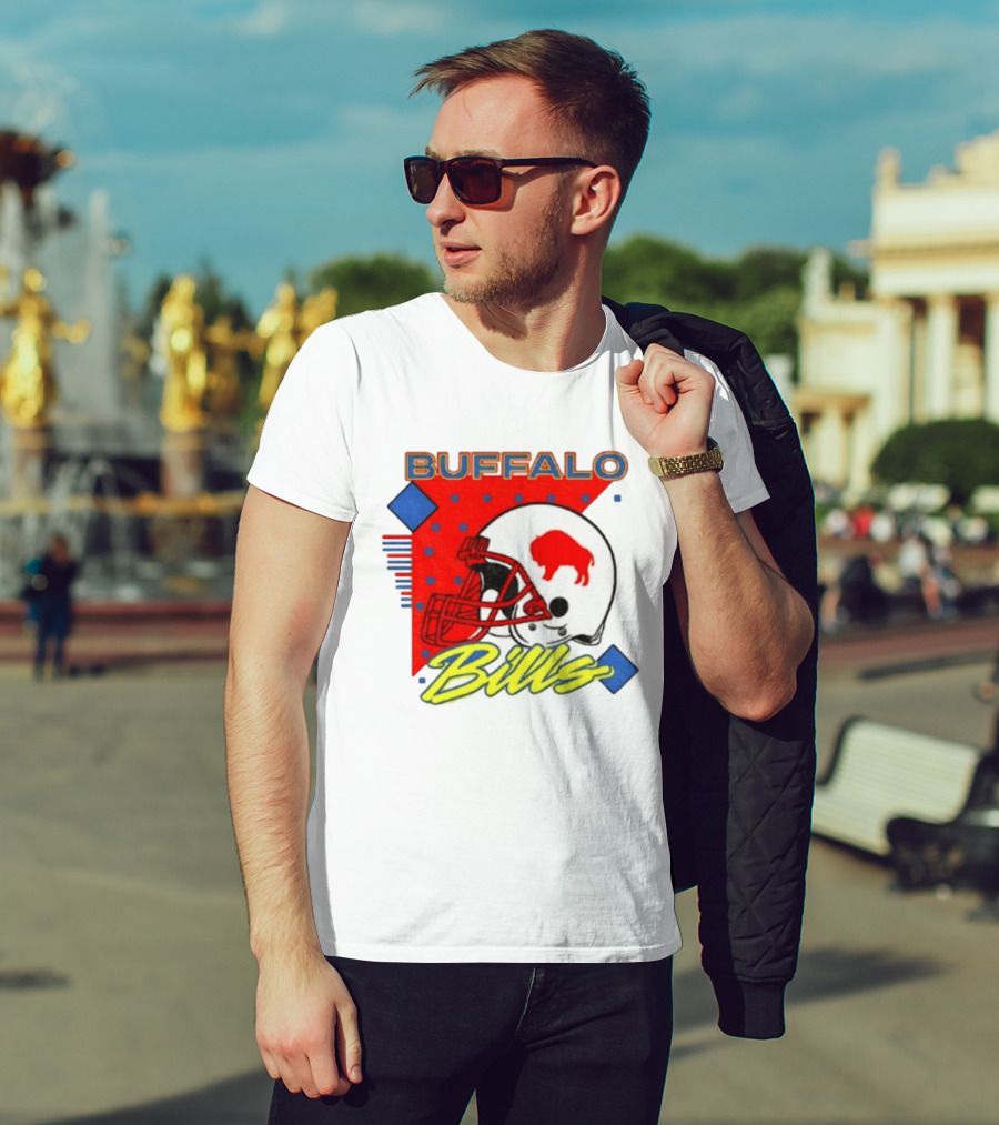 Buffalo Bills Football Helmet Retro 90s T-Shirt