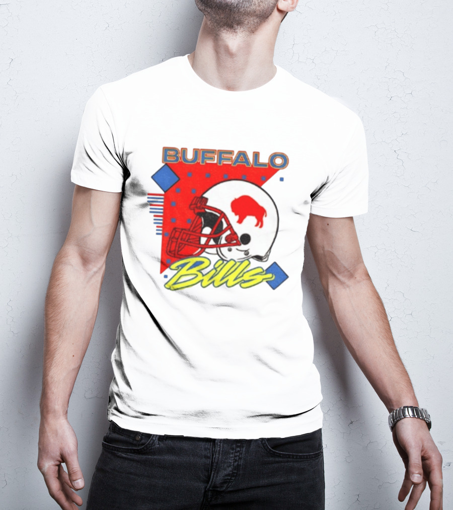 Buffalo Bills Football Helmet Retro 90s T-Shirt