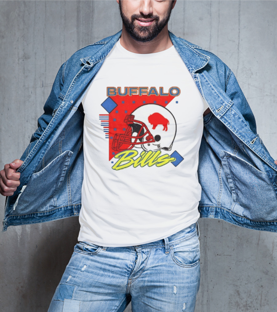 Buffalo Bills Football Helmet Retro 90s T-Shirt