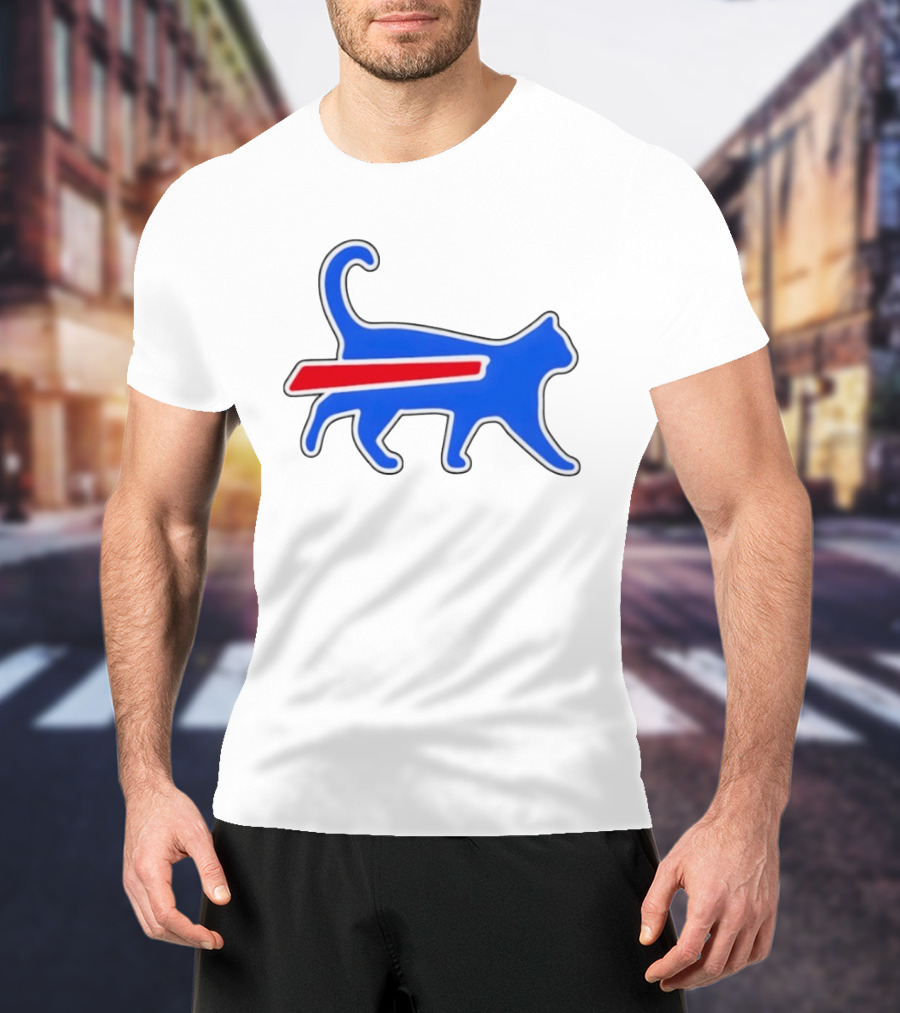 Buffalo Bills Cat Logo Parody Red And Blue T-Shirt