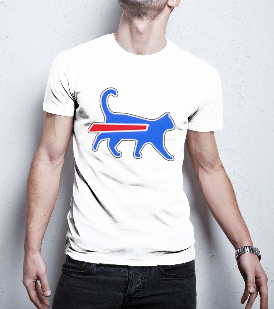 Buffalo Bills Cat Logo Parody Red And Blue T-Shirt