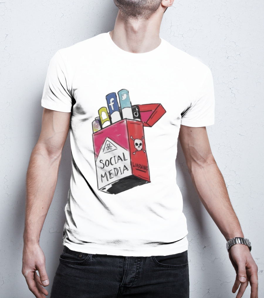 Social Media Warning Cigarette Pack With Iconic Apps T-Shirt