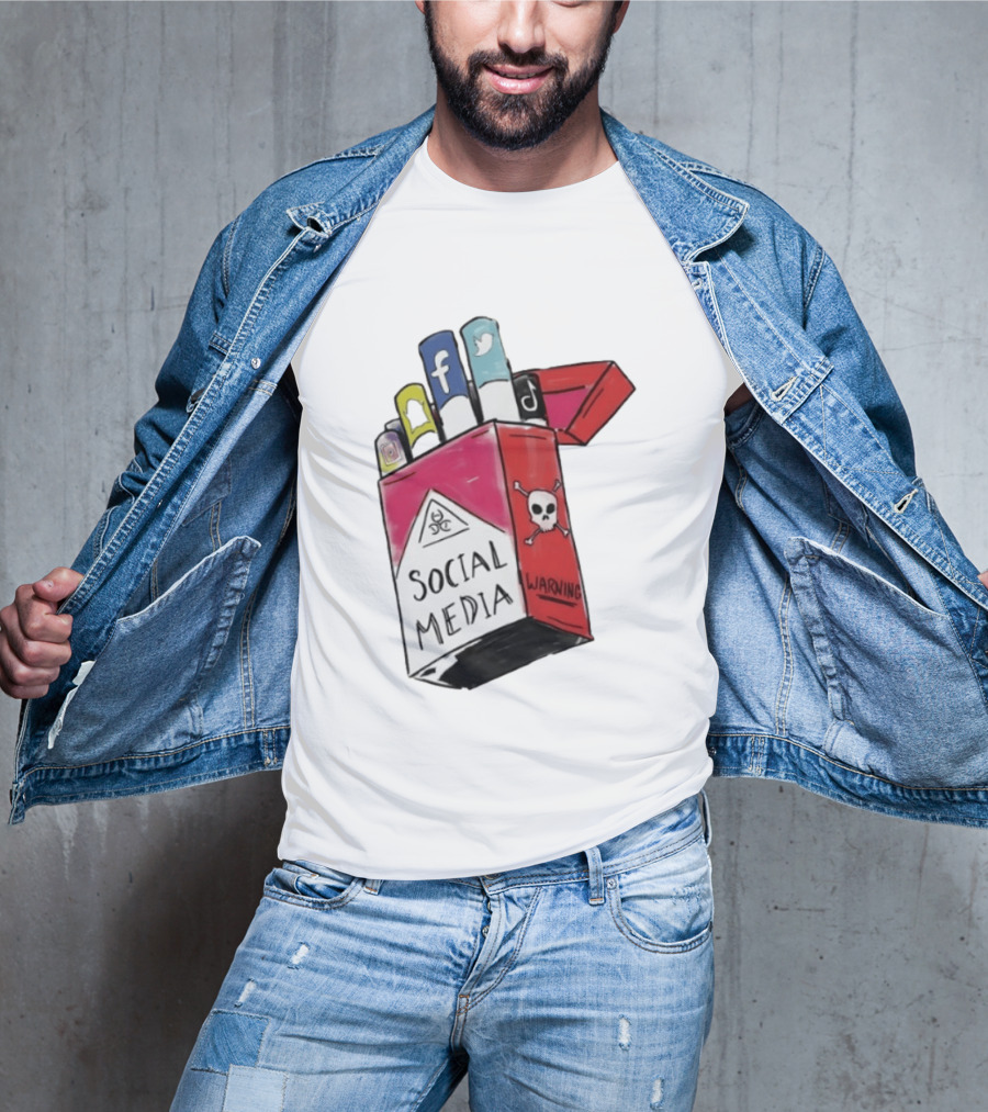 Social Media Warning Cigarette Pack With Iconic Apps T-Shirt