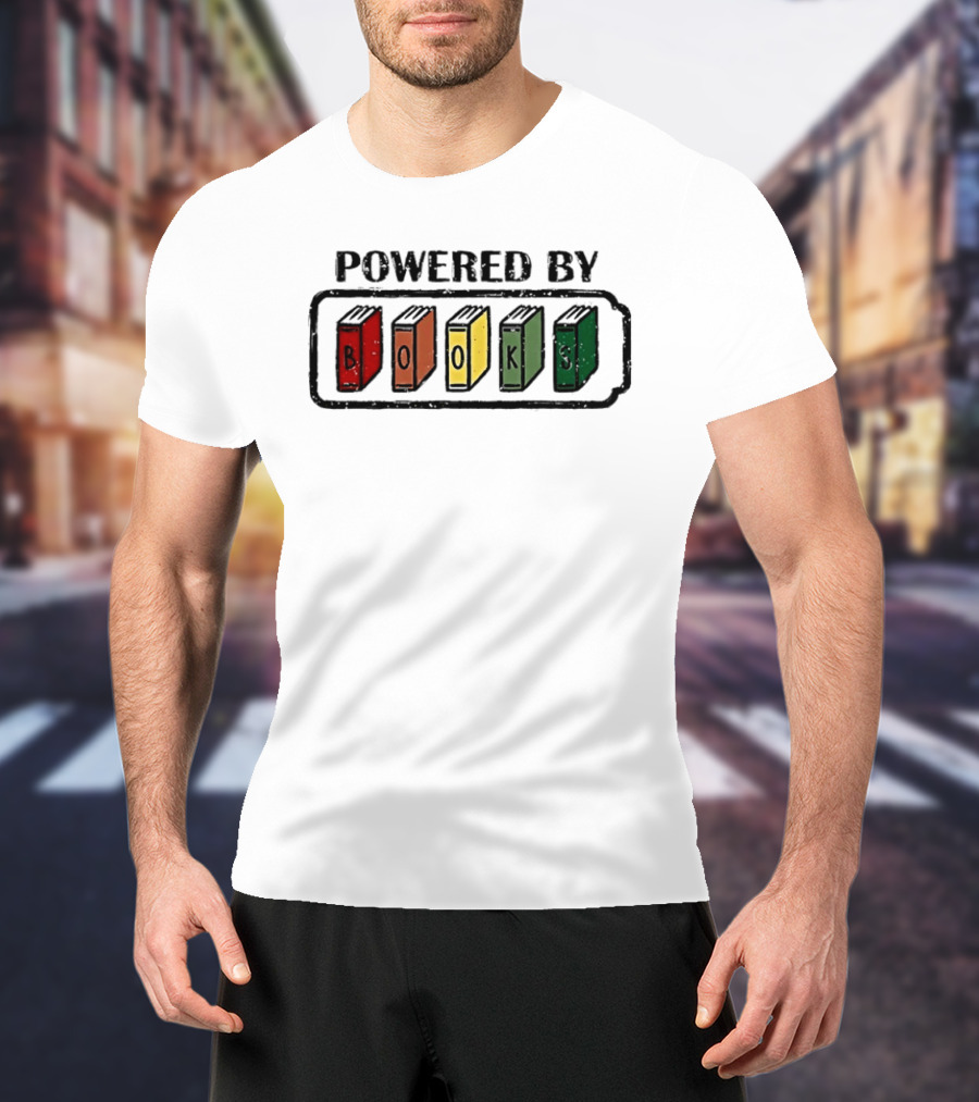 Classic Powered By Books Pride Colorful Book Spines T-Shirt