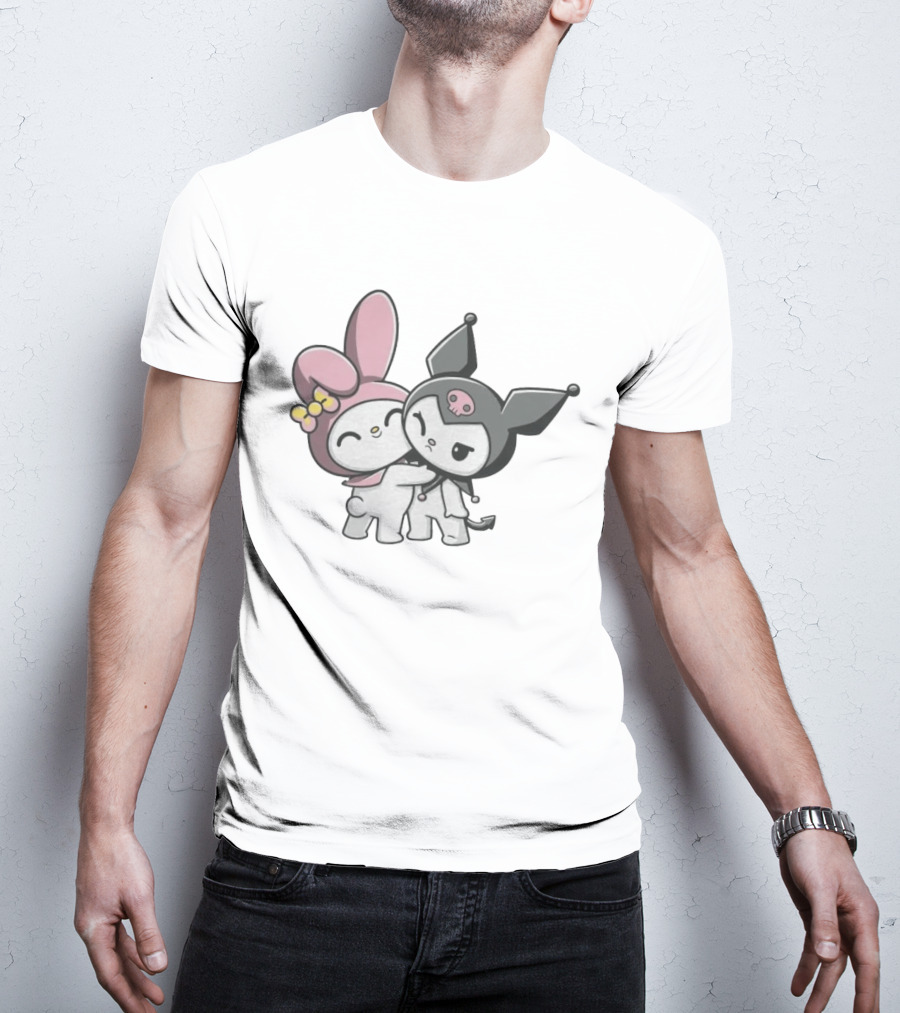 Sanrio My Melody And Kuromi Hugging Cute Characters T-Shirt