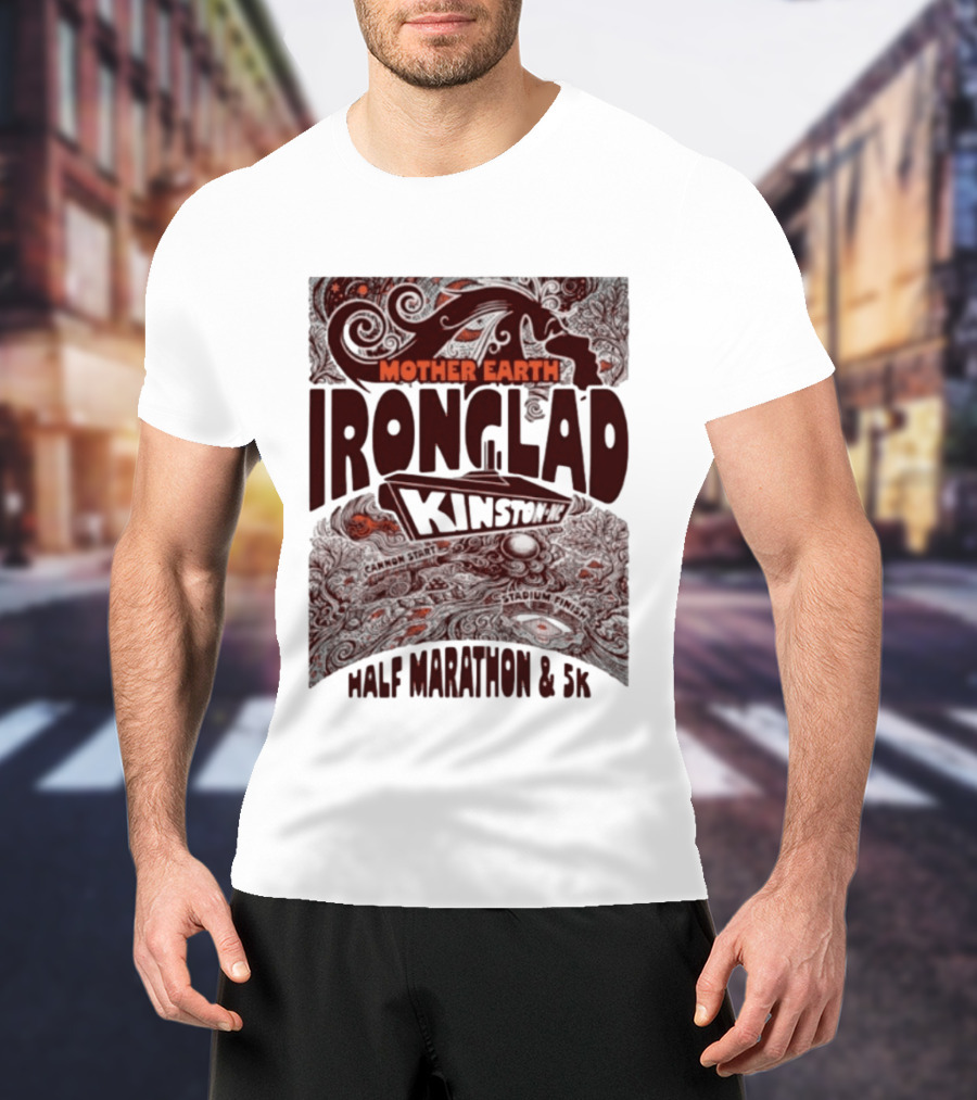 Mother Earth Ironclad Kinston Half Marathon 5K Cannon Start Stadium Finish T-Shirt