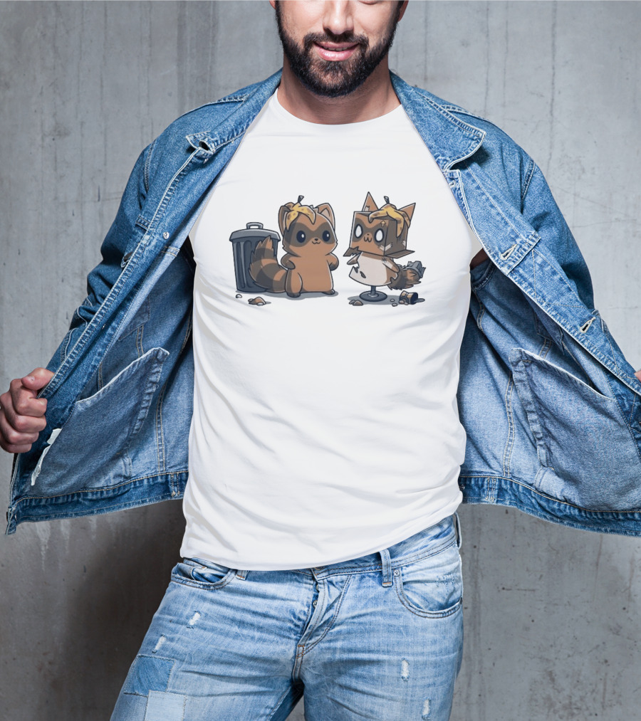 Get Crafty Raccoon Cardboard Box Costume With Trash Can Creativity T-Shirt